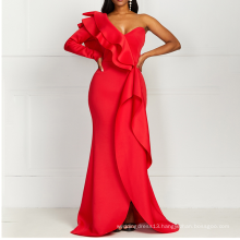 Sexy One Shoulder Backless Asymmetrical Red Maxi Women Evening Dresses